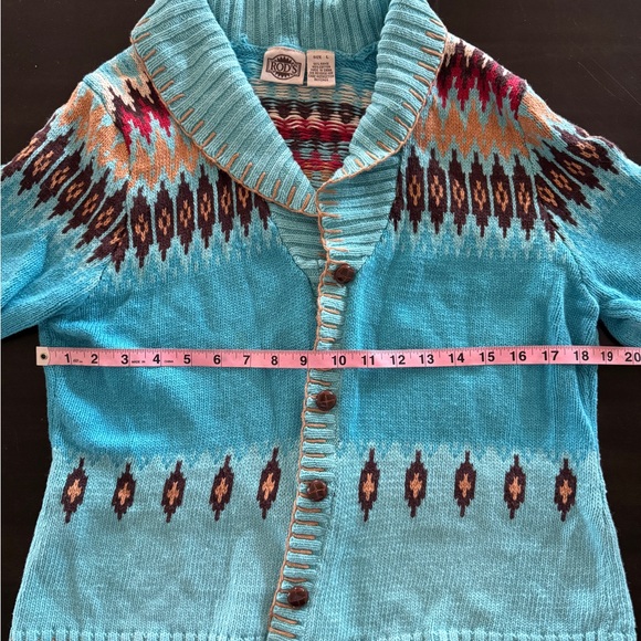 VINTAGE Rod’s Turquoise Patterned Sweater - Picture 3 of 9